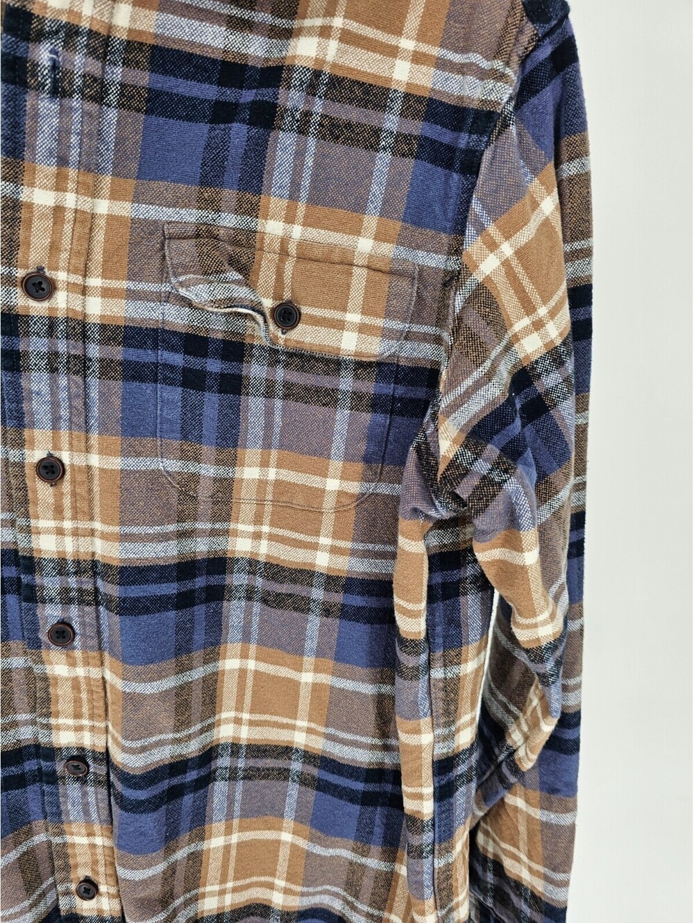 Grove & Hollow Mens Sz M Long Sleeve Button Up Flannel Shirt Purple Beige Plaid - Picture 2 of 4